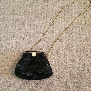 Vintage black beaded clutch